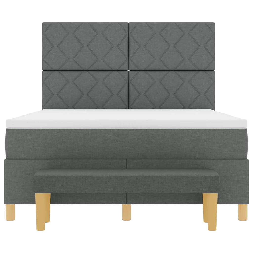 Box Spring Seng Med Madras Mørkegrå 140 X 200 Cm Stof - Billede 9