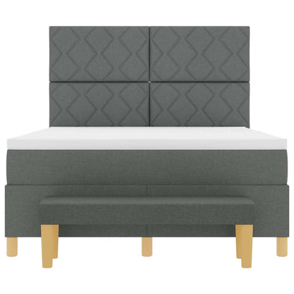 Box Spring Seng Med Madras Mørkegrå 140 X 200 Cm Stof - Billede 9