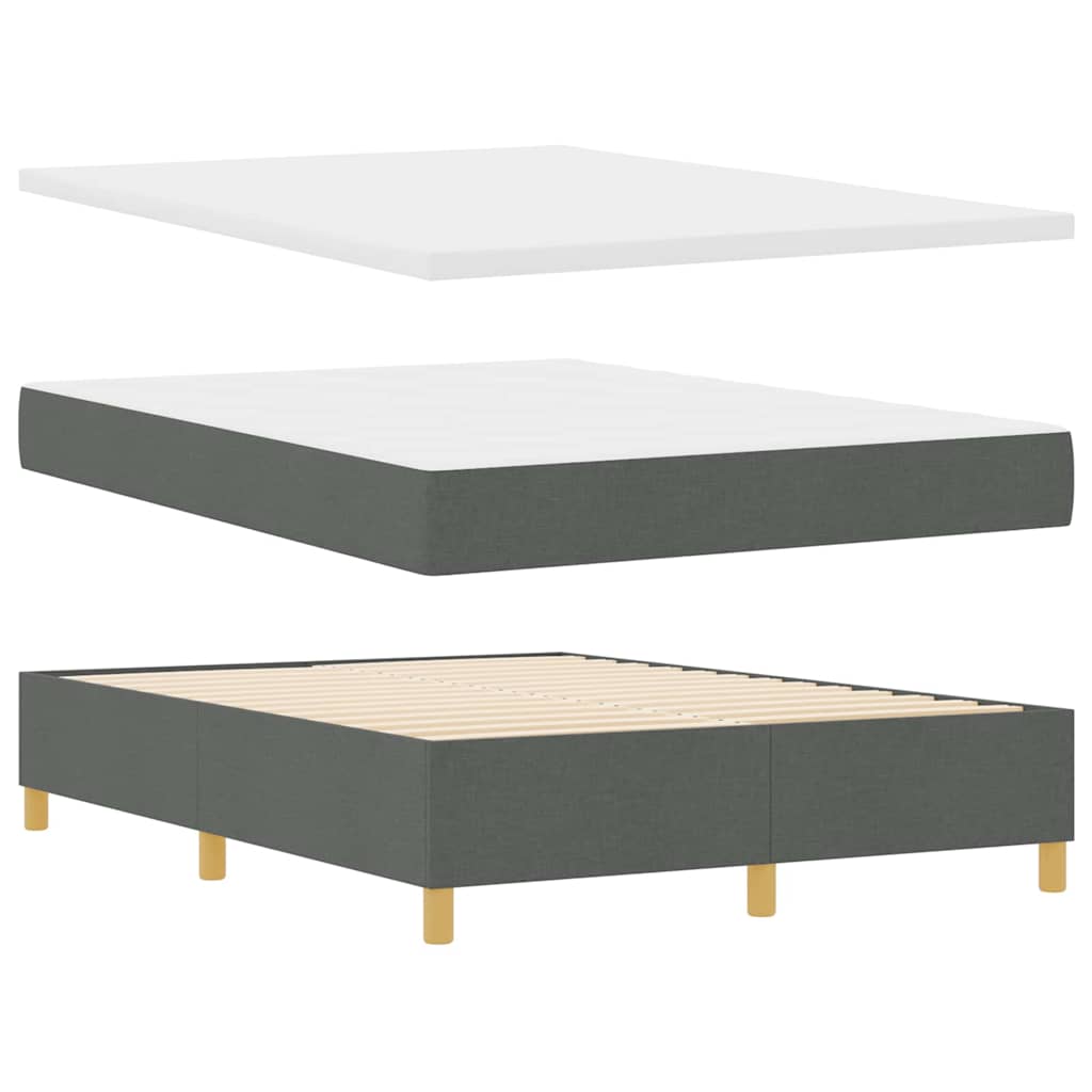 Box Spring Seng Med Madras Mørkegrå 160 X 200 Cm Stof - Billede 6
