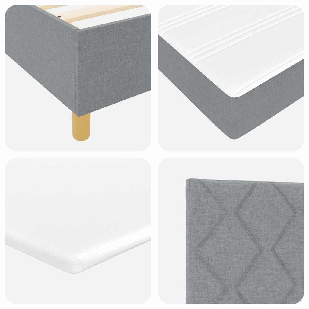 Box Spring Seng Med Madras Lysegrå 200 X 200 Cm Stof - Billede 12