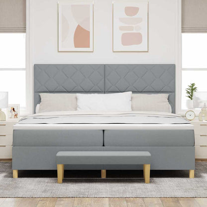 Box Spring Seng Med Madras Lysegrå 200 X 200 Cm Stof - Billede 5