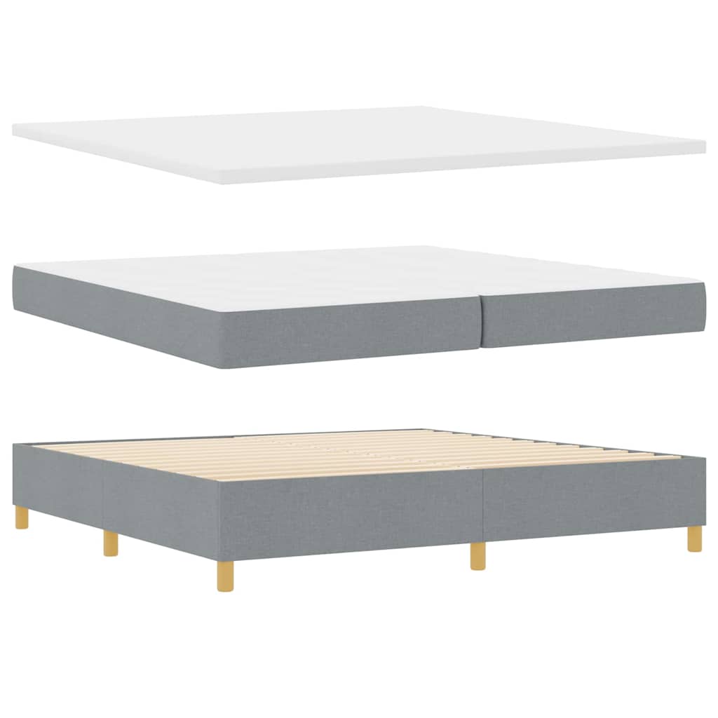 Box Spring Seng Med Madras Lysegrå 200 X 200 Cm Stof - Billede 6