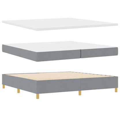 Box Spring Seng Med Madras Lysegrå 200 X 200 Cm Stof - Billede 6