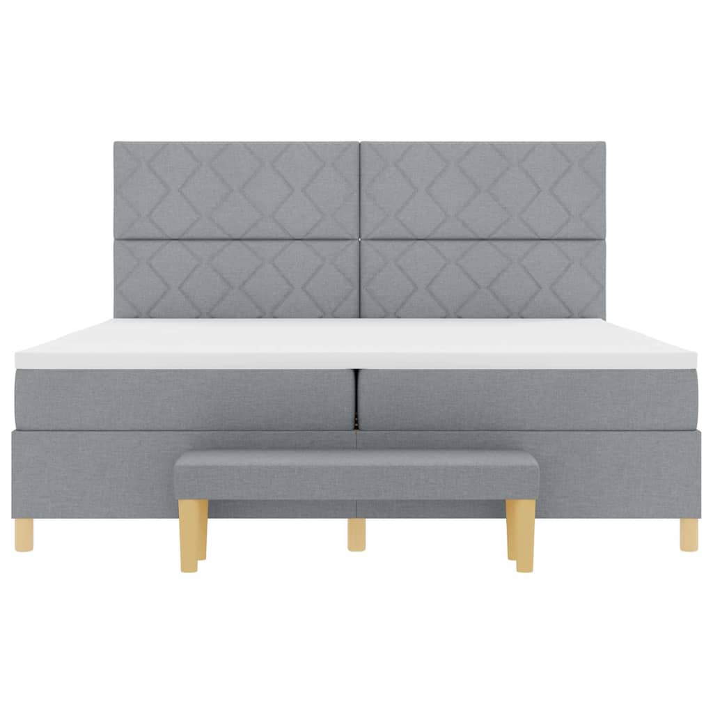 Box Spring Seng Med Madras Lysegrå 200 X 200 Cm Stof - Billede 9