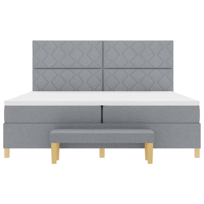 Box Spring Seng Med Madras Lysegrå 200 X 200 Cm Stof - Billede 9