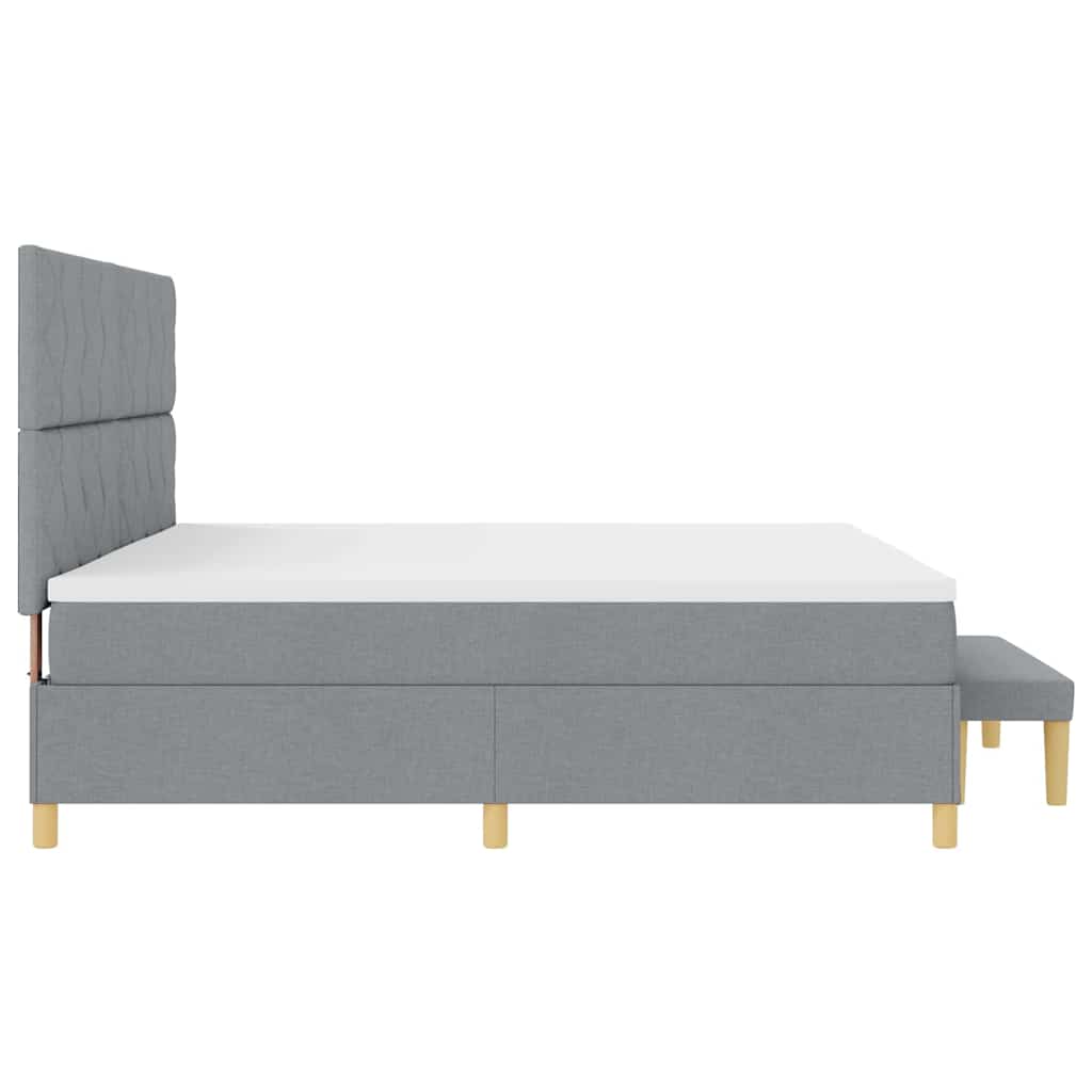 Box Spring Seng Med Madras Lysegrå 200 X 200 Cm Stof - Billede 10