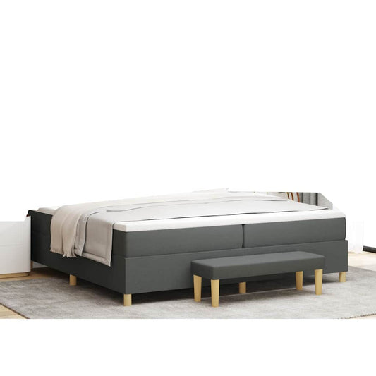 Box Spring Seng Med Madras Mørkegrå 200 X 200 Cm Stof - Hovedbillede