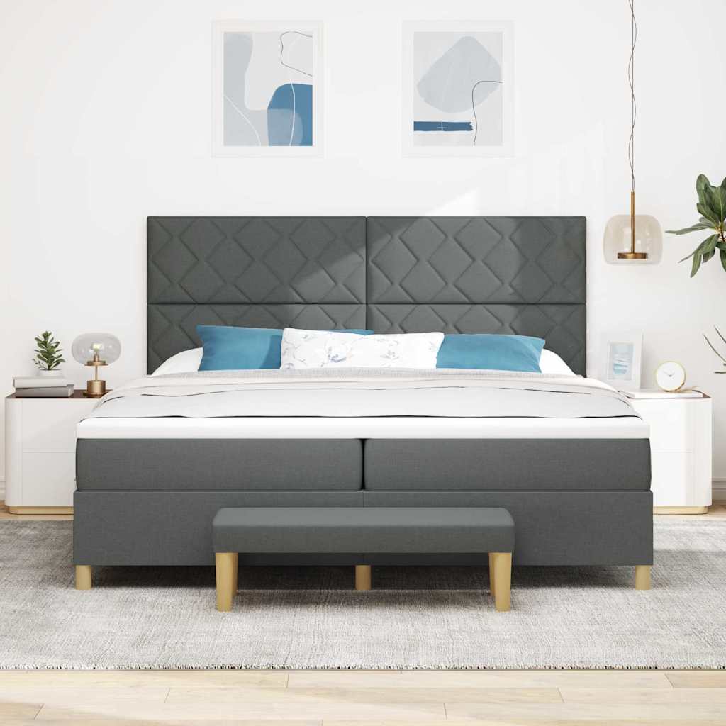 Box Spring Seng Med Madras Mørkegrå 200 X 200 Cm Stof - Billede 5