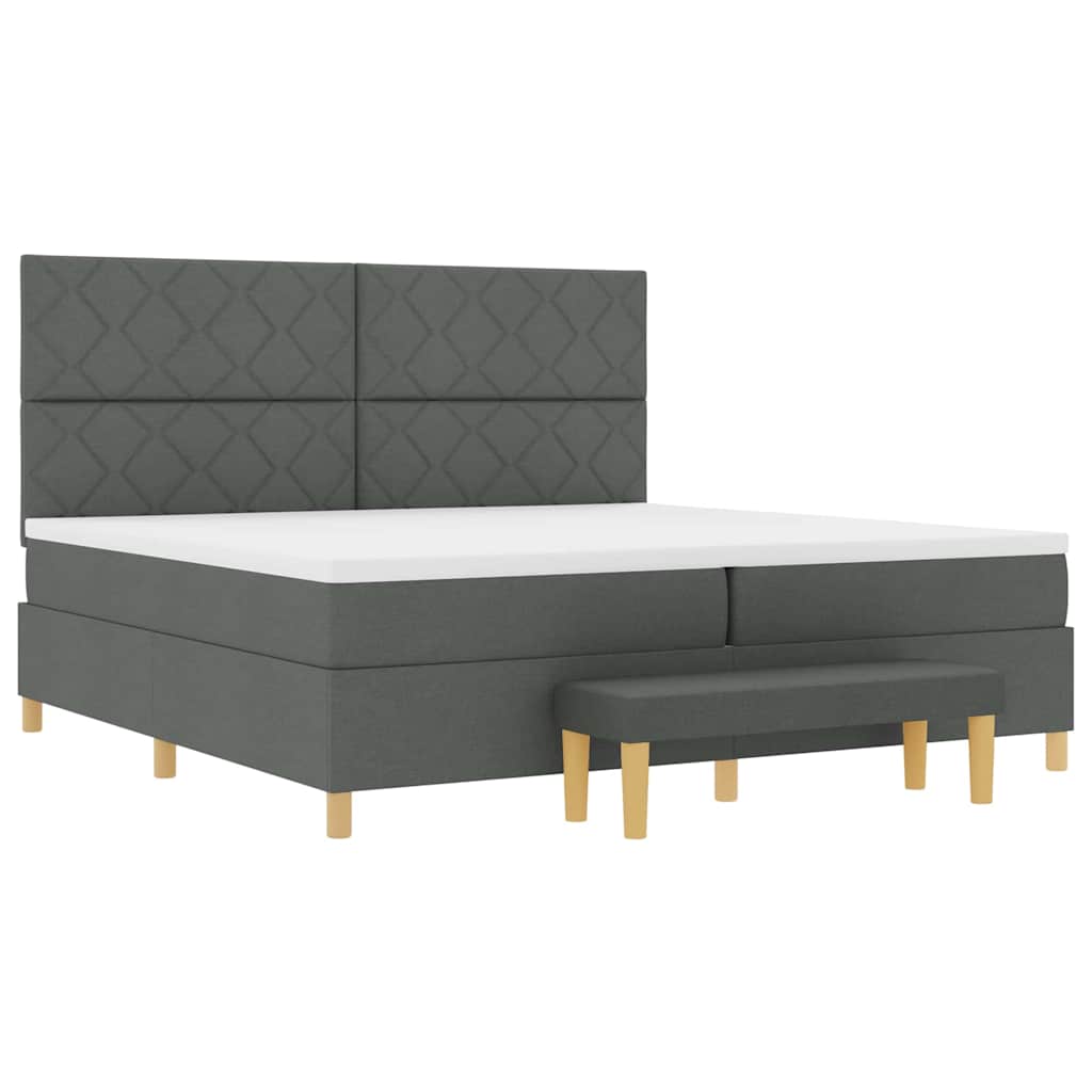 Box Spring Seng Med Madras Mørkegrå 200 X 200 Cm Stof - Billede 2