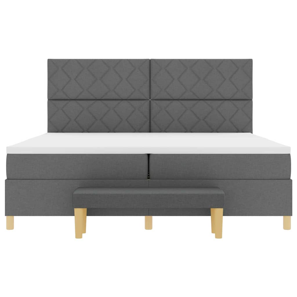 Box Spring Seng Med Madras Mørkegrå 200 X 200 Cm Stof - Billede 9