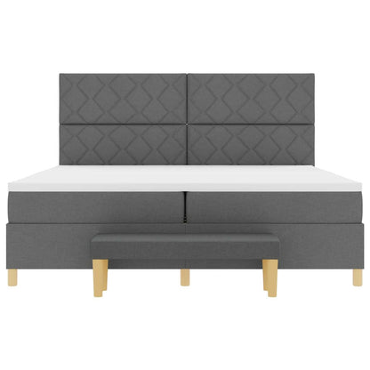 Box Spring Seng Med Madras Mørkegrå 200 X 200 Cm Stof - Billede 9