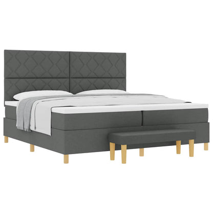 Box Spring Seng Med Madras Mørkegrå 200 X 200 Cm Stof - Billede 3