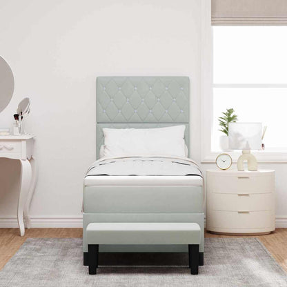 Box Spring Seng Med Madras Lysegrå 80 X 200 Cm Fløjl - Billede 5