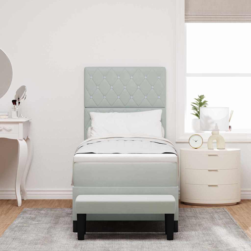 Box Spring Seng Med Pude Fløjl - Billede 3