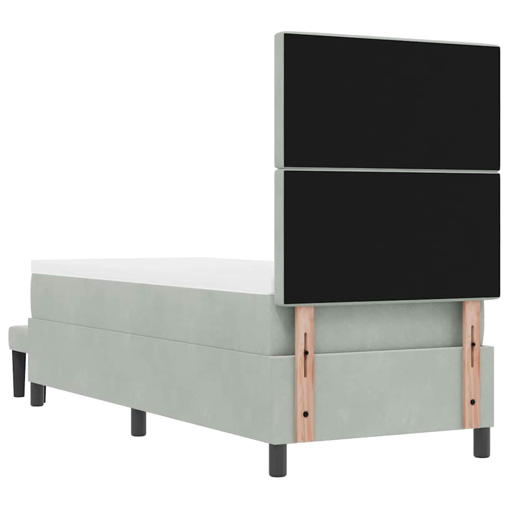 Box Spring Seng Med Madras Lysegrå 80 X 200 Cm Fløjl - Billede 11
