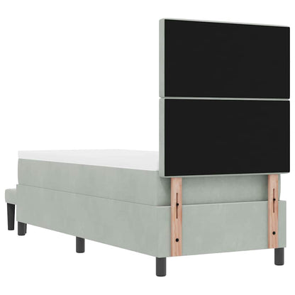Box Spring Seng Med Madras Lysegrå 80 X 200 Cm Fløjl - Billede 11