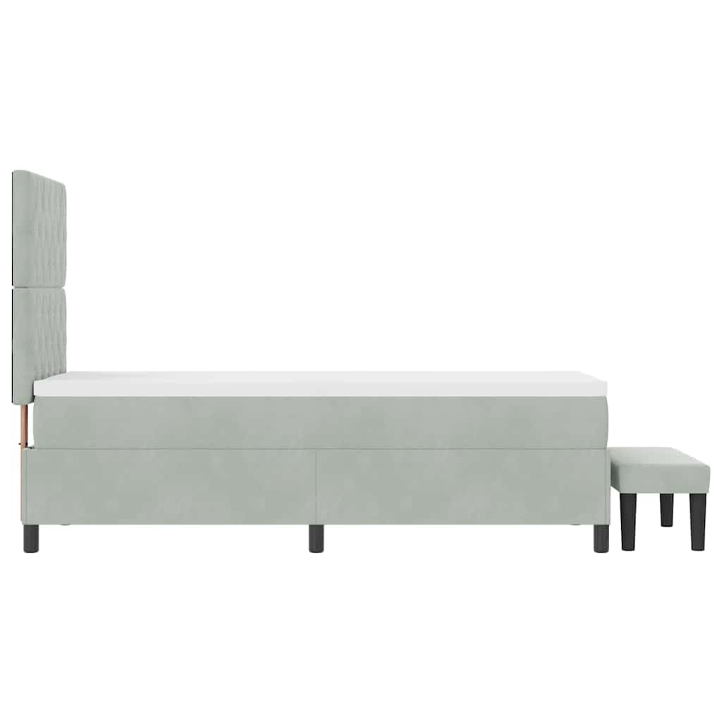 Box Spring Seng Med Madras Lysegrå 80 X 200 Cm Fløjl - Billede 10