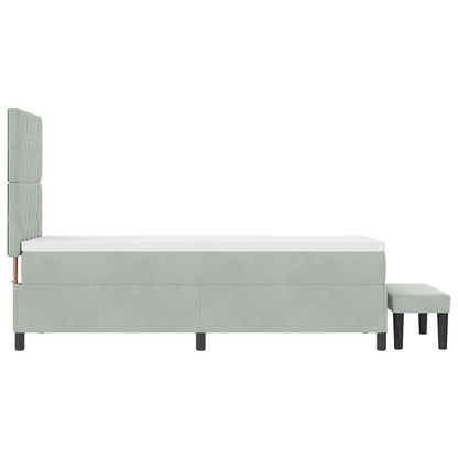 Box Spring Seng Med Madras Lysegrå 80 X 200 Cm Fløjl - Billede 10