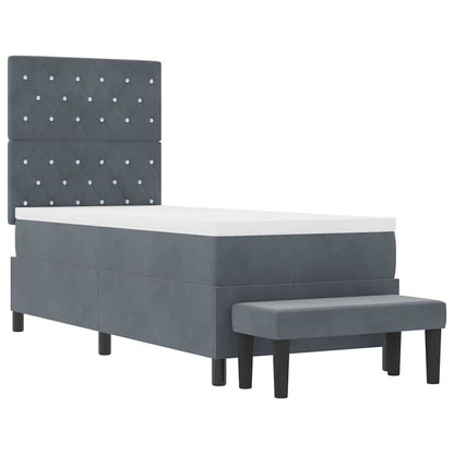 Box Spring Seng Med Madras Mørkegrå 80 X 200 Cm Fløjl - Billede 6