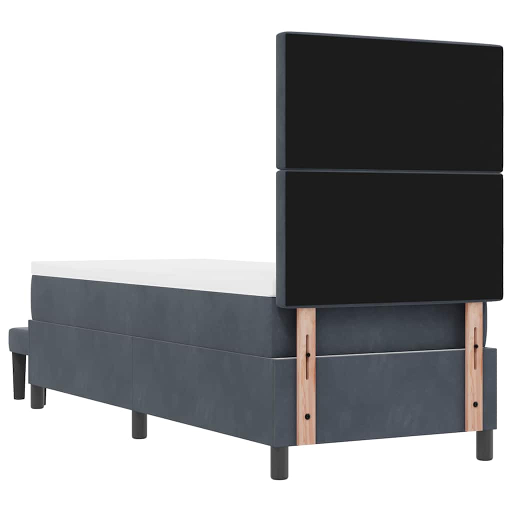 Box Spring Seng Med Madras Mørkegrå 80 X 200 Cm Fløjl - Billede 11