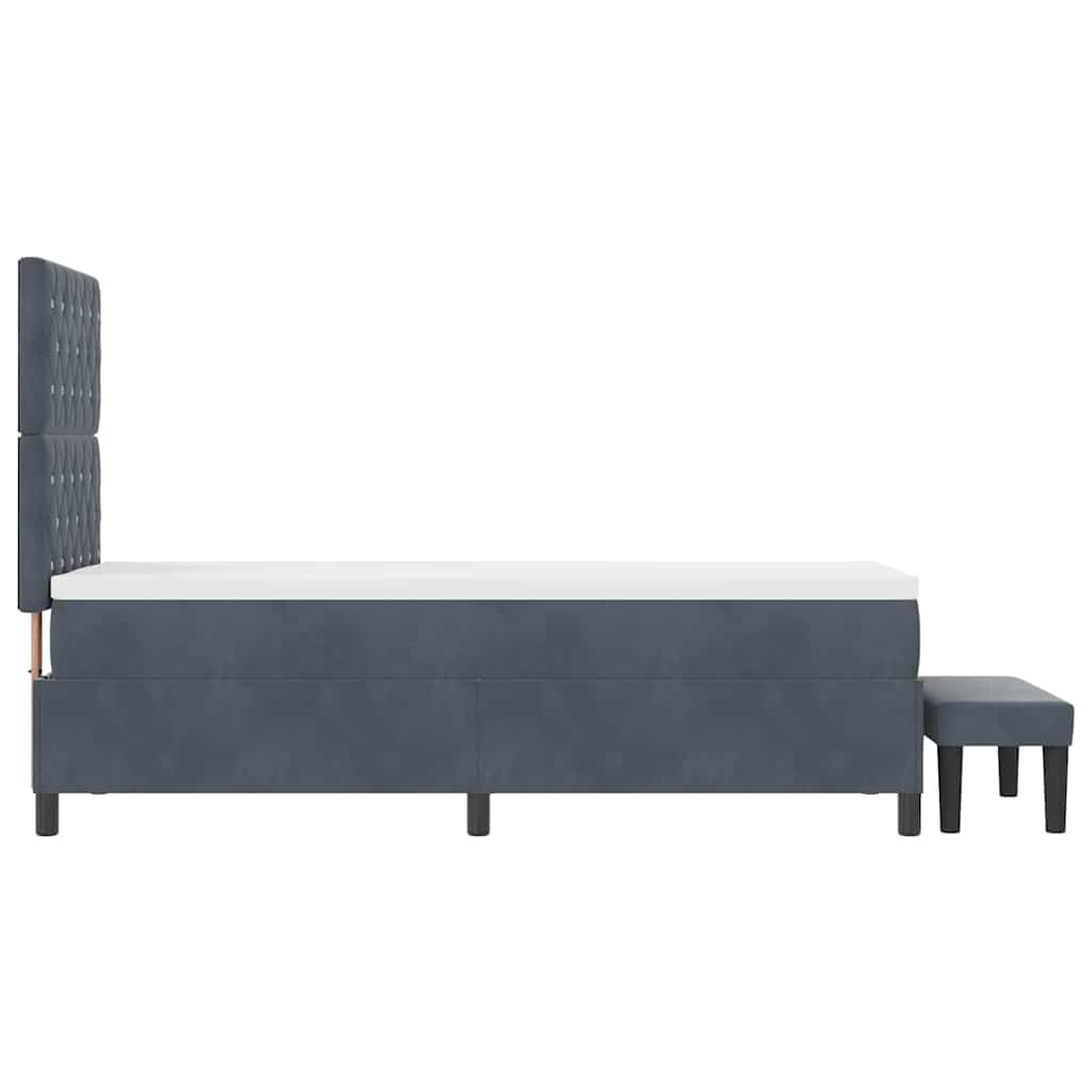 Box Spring Seng Med Madras Mørkegrå 80 X 200 Cm Fløjl - Billede 10