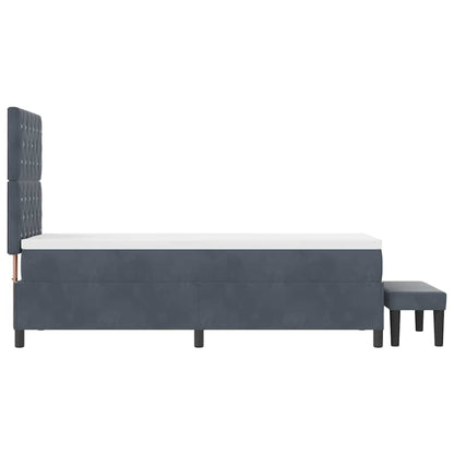 Box Spring Seng Med Madras Mørkegrå 80 X 200 Cm Fløjl - Billede 10
