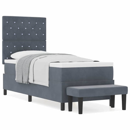Box Spring Seng Med Madras Mørkegrå 80 X 200 Cm Fløjl - Billede 4