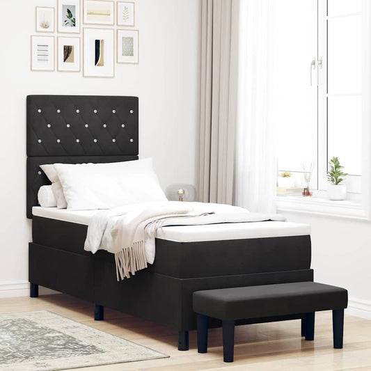 Box Spring Seng Med Madras Sort 80 X 200 Cm Fløjl - Hovedbillede