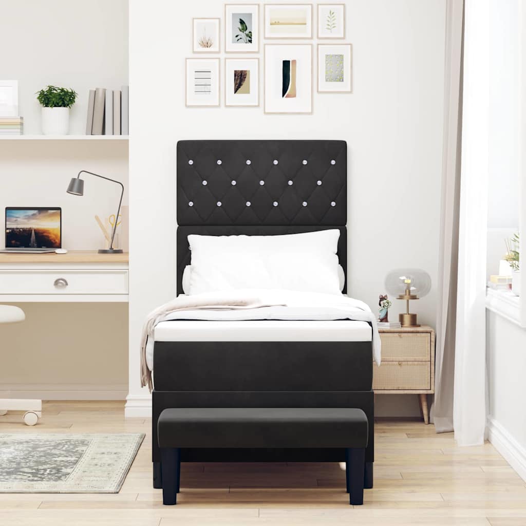 Box Spring Seng Med Madras Sort 80 X 200 Cm Fløjl - Billede 5