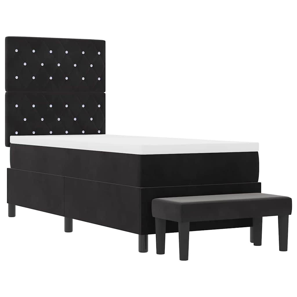 Box Spring Seng Med Madras Sort 80 X 200 Cm Fløjl - Billede 8