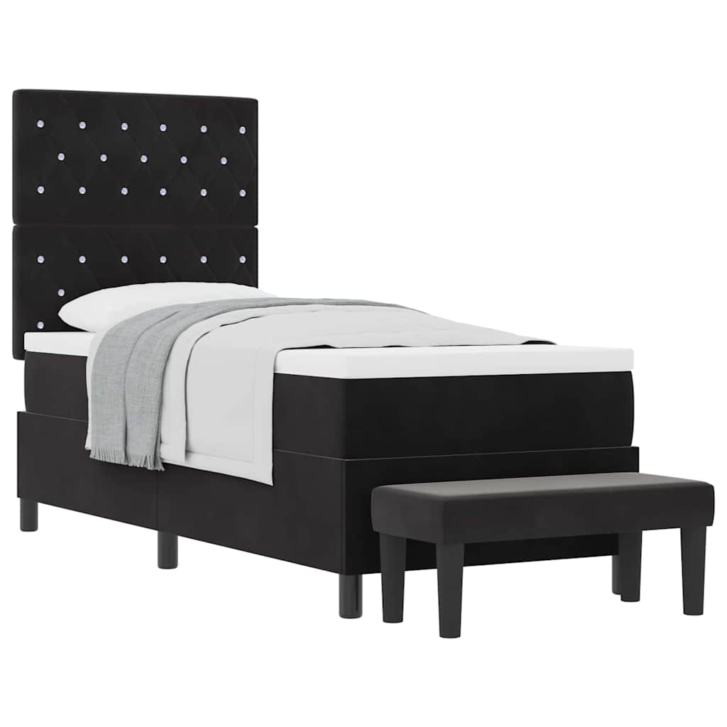 Box Spring Seng Med Madras Sort 80 X 200 Cm Fløjl - Billede 3