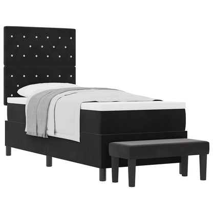 Box Spring Seng Med Madras Sort 80 X 200 Cm Fløjl - Billede 3