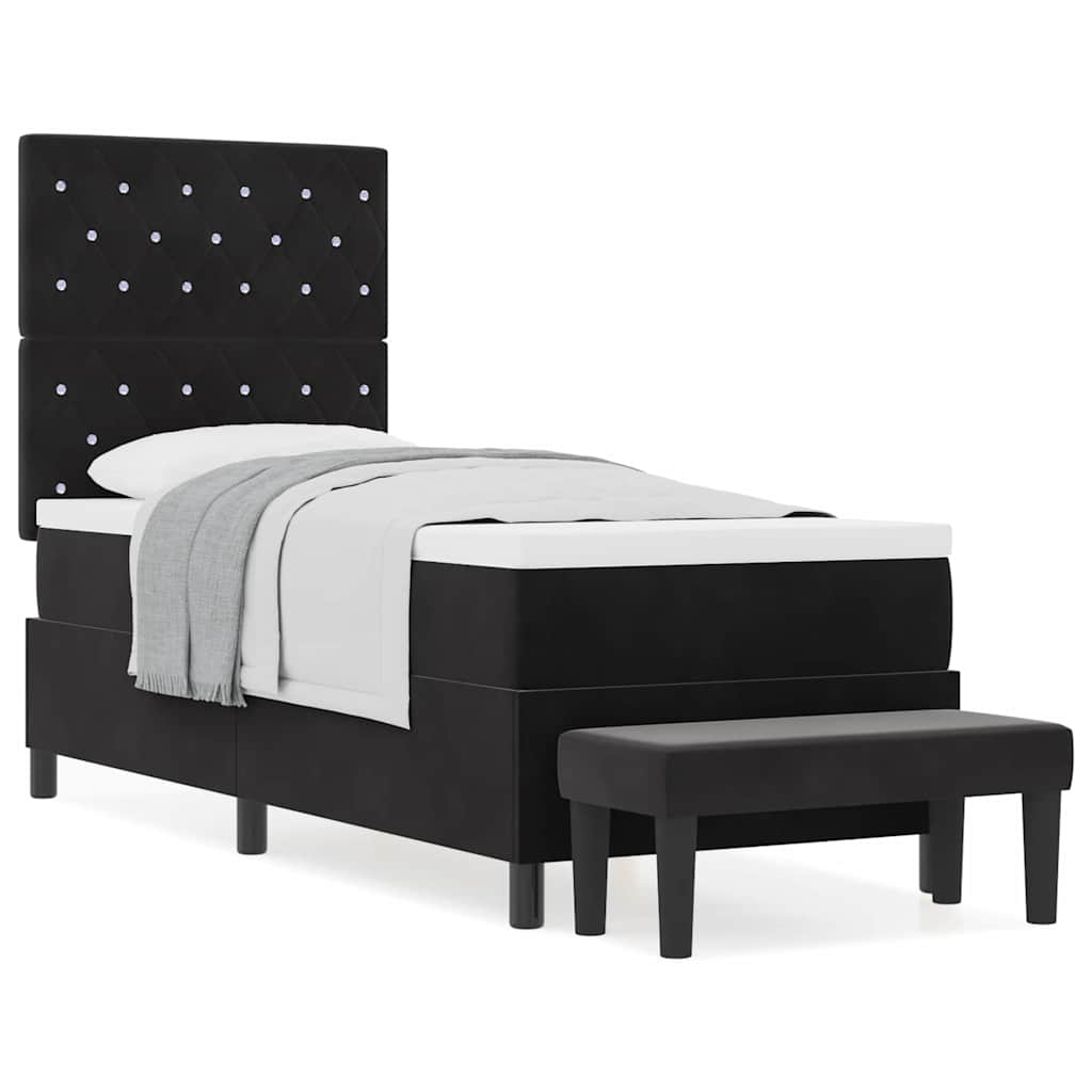 Box Spring Seng Med Madras Sort 80 X 200 Cm Fløjl - Billede 4