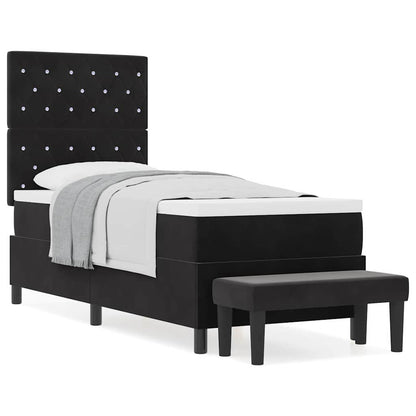 Box Spring Seng Med Madras Sort 80 X 200 Cm Fløjl - Billede 4
