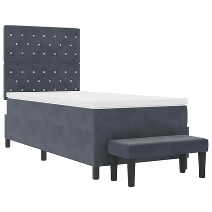 Box Spring Seng Med Madras Mørkegrå 90 X 190 Cm Fløjl - Billede 8