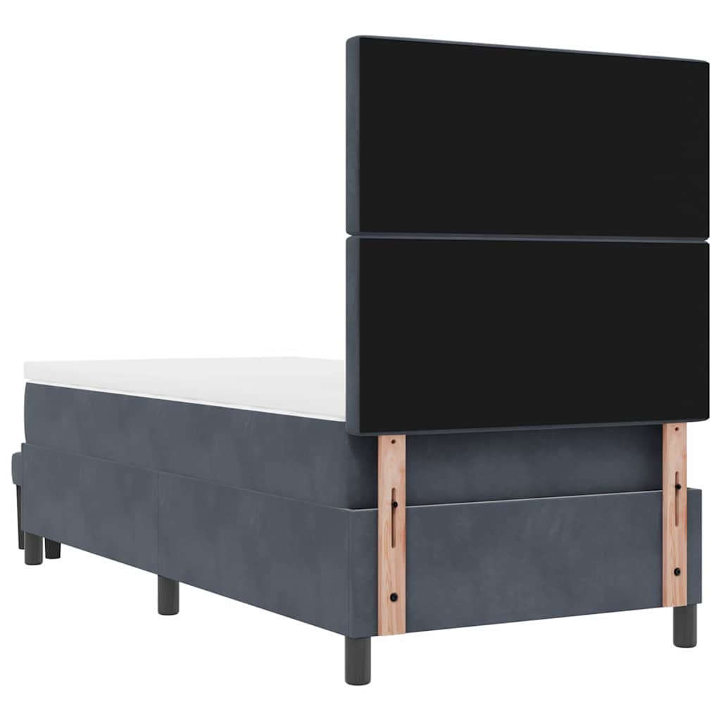 Box Spring Seng Med Madras Mørkegrå 90 X 190 Cm Fløjl - Billede 11