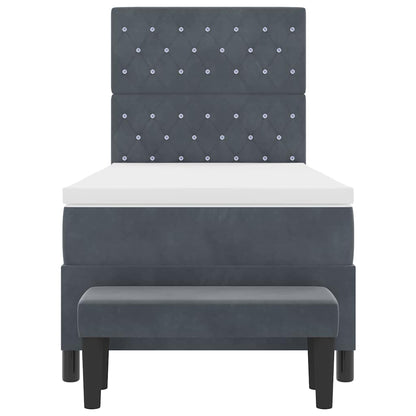 Box Spring Seng Med Madras Mørkegrå 90 X 190 Cm Fløjl - Billede 9
