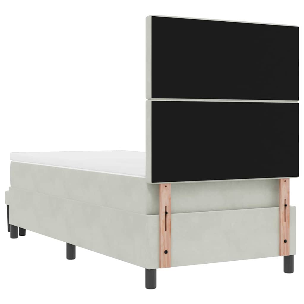 Box Spring Seng Med Madras Lysegrå 90 X 200 Cm Fløjl - Billede 11