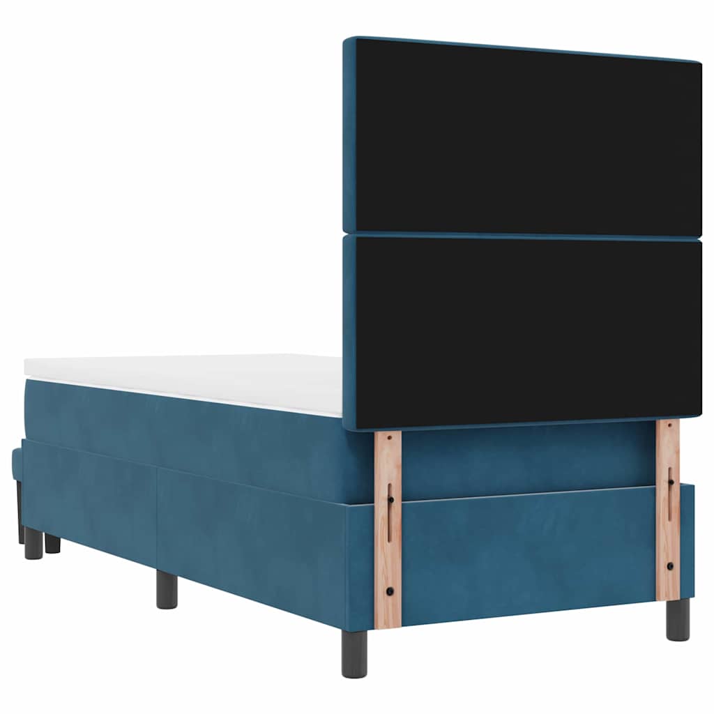 Box Spring Seng Med Madras Mørkeblå 100 X 200 Cm Fløjl - Billede 11
