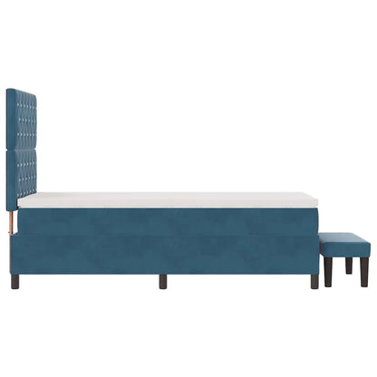 Box Spring Seng Med Madras Mørkeblå 100 X 200 Cm Fløjl - Billede 10