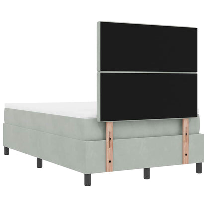 Box Spring Seng Med Madras Lysegrå 120 X 190 Cm Fløjl - Billede 11