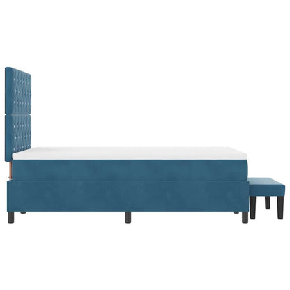Box Spring Seng Med Madras Mørkeblå 120 X 190 Cm Fløjl - Billede 9