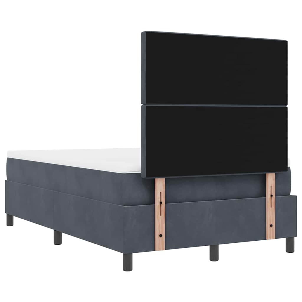 Box Spring Seng Med Madras Mørkegrå 120 X 200 Cm Fløjl - Billede 11