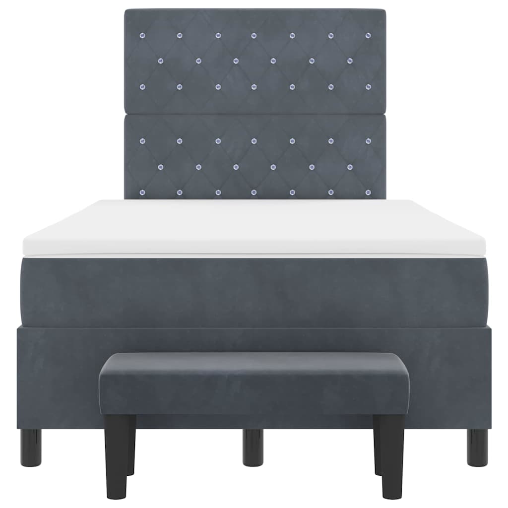 Box Spring Seng Med Madras Mørkegrå 120 X 200 Cm Fløjl - Billede 9
