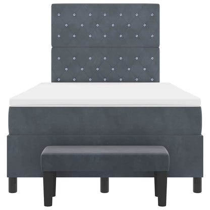 Box Spring Seng Med Madras Mørkegrå 120 X 200 Cm Fløjl - Billede 9