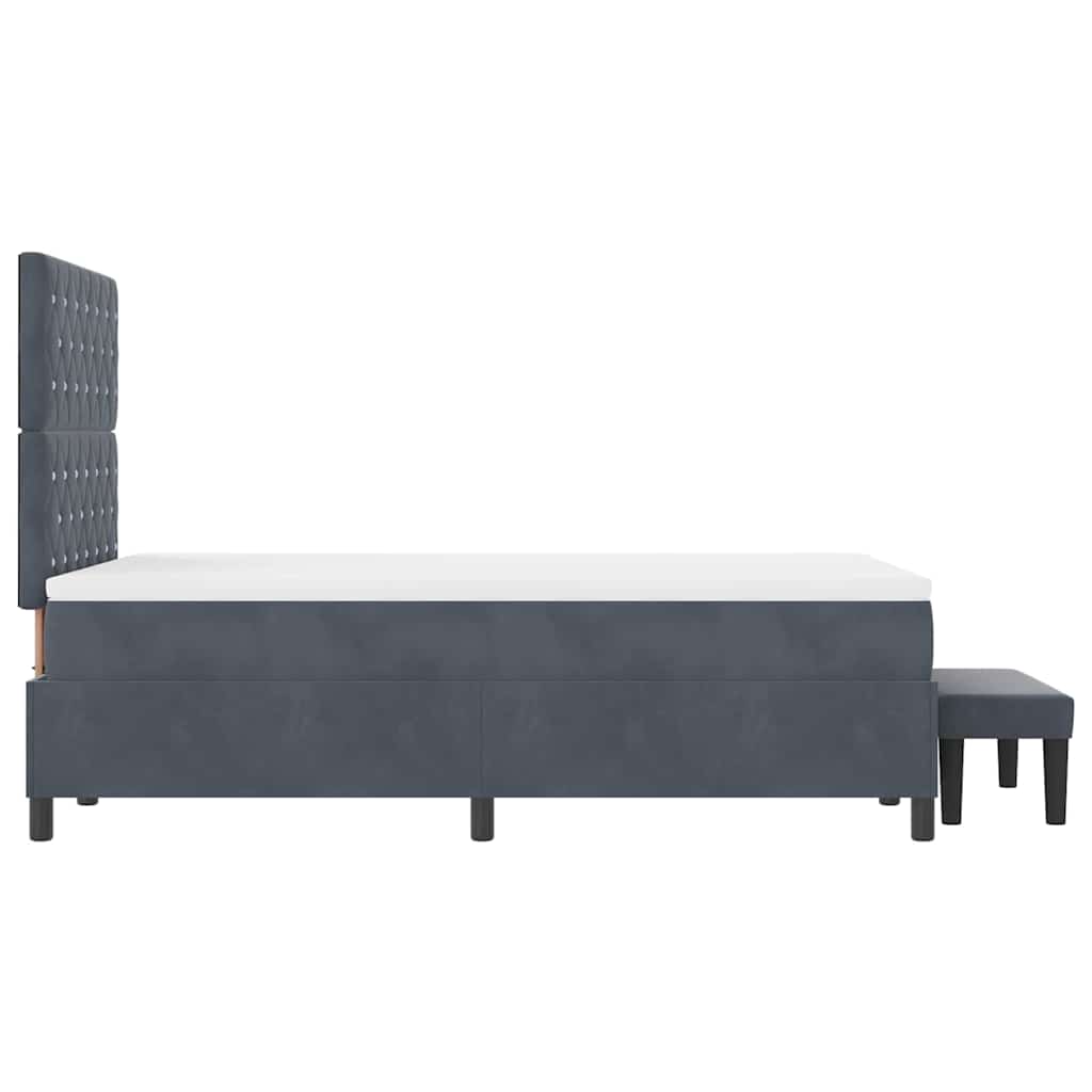 Box Spring Seng Med Madras Mørkegrå 120 X 200 Cm Fløjl - Billede 10
