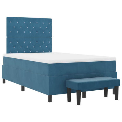 Box Spring Seng Med Madras Mørkeblå 120 X 200 Cm Fløjl - Billede 8