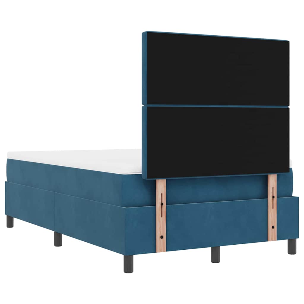 Box Spring Seng Med Madras Mørkeblå 120 X 200 Cm Fløjl - Billede 11
