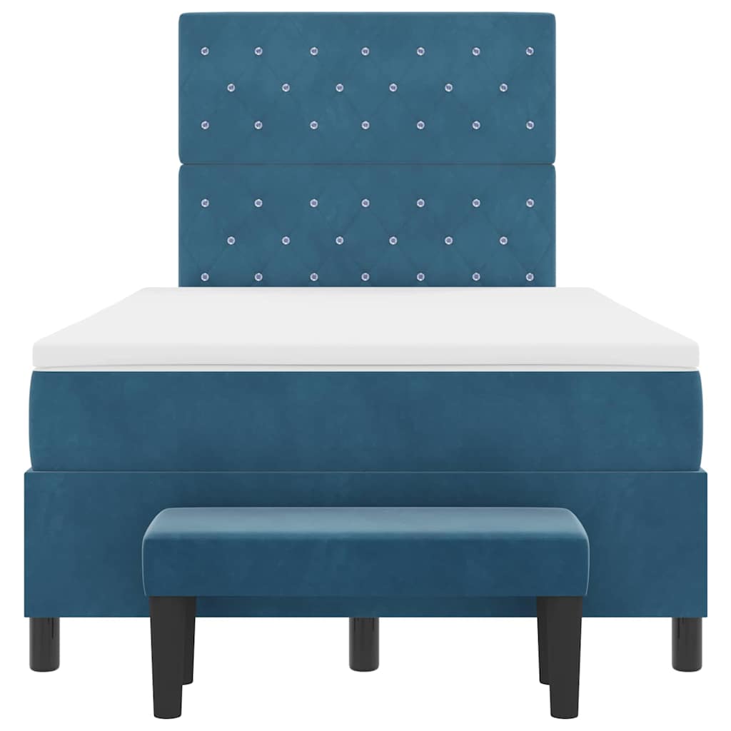 Box Spring Seng Med Madras Mørkeblå 120 X 200 Cm Fløjl - Billede 9