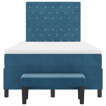 Box Spring Seng Med Madras Mørkeblå 120 X 200 Cm Fløjl - Billede 9